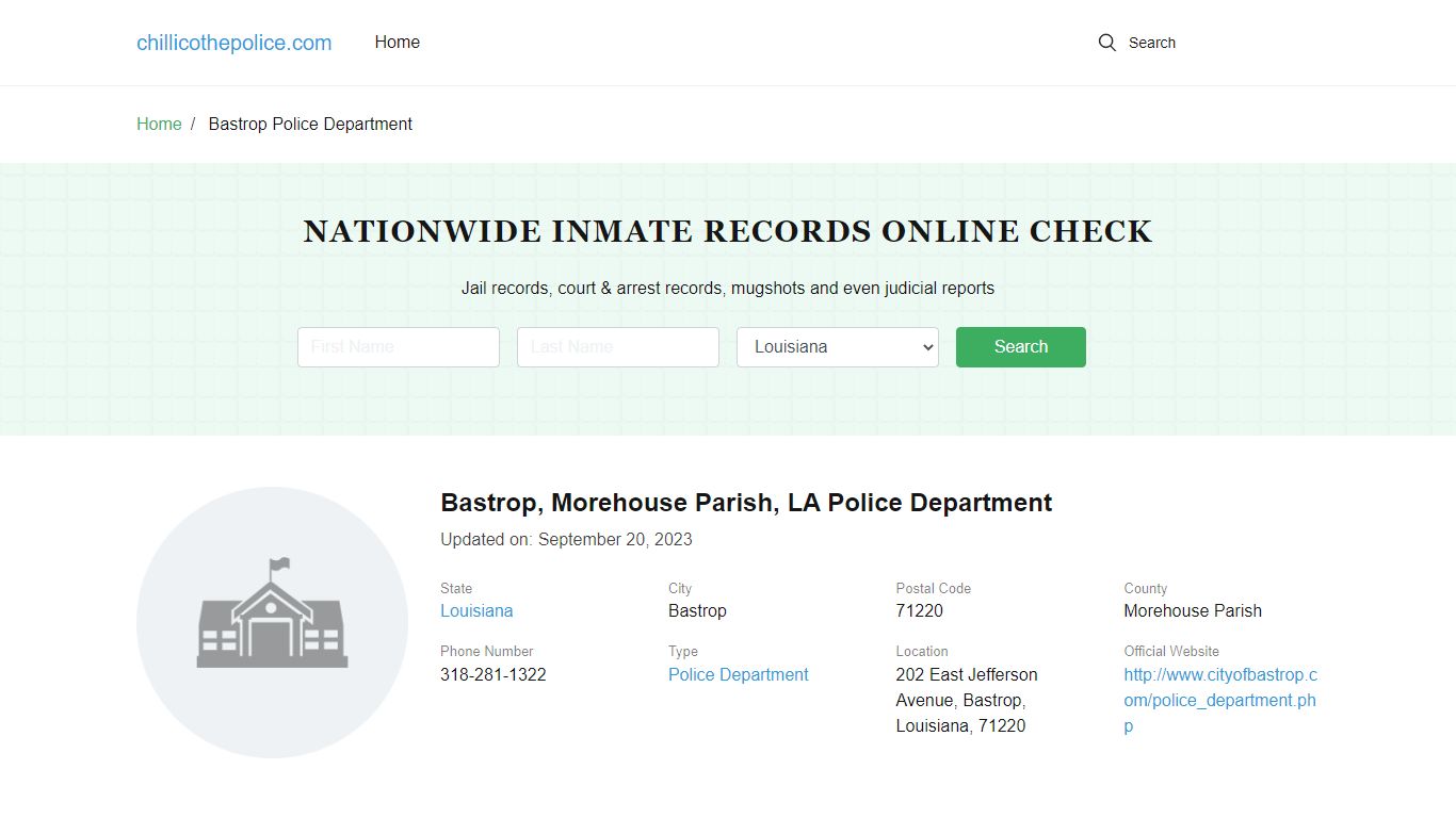 Bastrop, LA Police - City Jail Inmates, Arrests